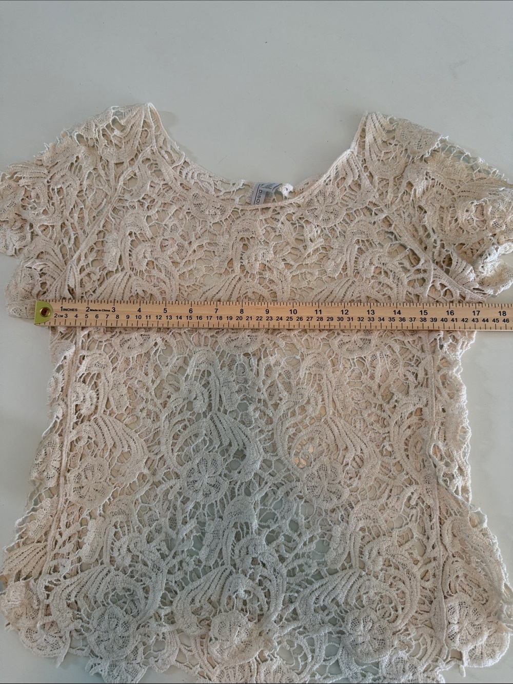 Cream Floral Crochet Lace Top Sheer Cottagecore Boho Fairy Festival Blouse - Picture 7 of 9